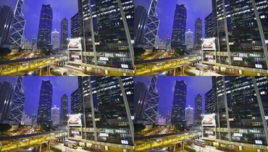 城市人行天桥与道路交通夜景高清在线视频素材下载