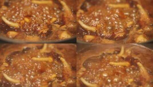 炖鸡爪年糕蟹肉煲 (3)高清在线视频素材下载