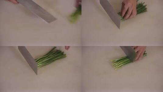 厨师切韭菜高清在线视频素材下载