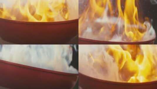 烹饪时锅里的火苗高清在线视频素材下载