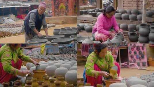 陶艺陶瓷制作手工艺泥巴异国人文旅拍记录高清在线视频素材下载