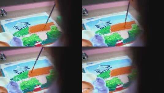 练习画水粉画的东方女孩高清在线视频素材下载
