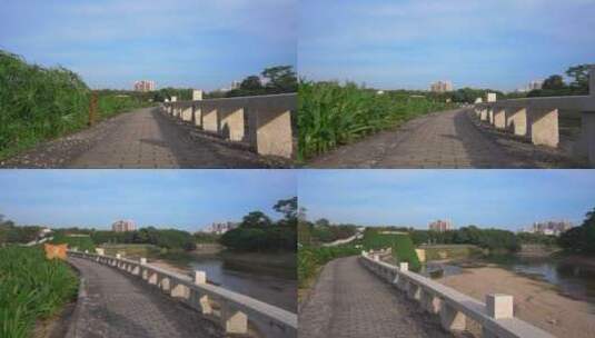 城市河畔的步行道高清在线视频素材下载