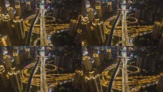重庆鹅公岩立交夜景航拍高清在线视频素材下载