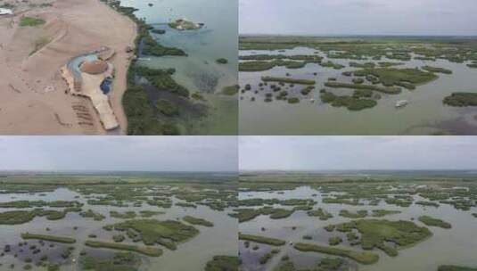 银川沙湖景区航拍高清在线视频素材下载