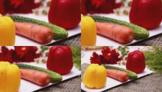 【镜头合集】时蔬维生素组合胡萝卜黄瓜高清在线视频素材下载
