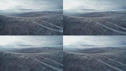 航拍大兴安岭林海雪原雾凇高清在线视频素材下载