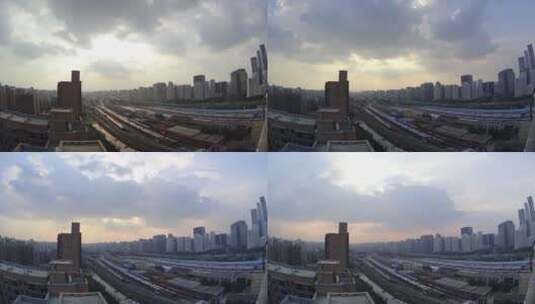 北京 城市铁轨 俯拍高清在线视频素材下载