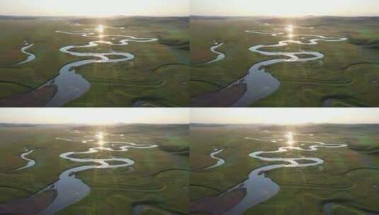 航拍呼伦贝尔草原莫日格勒河风光-004高清在线视频素材下载