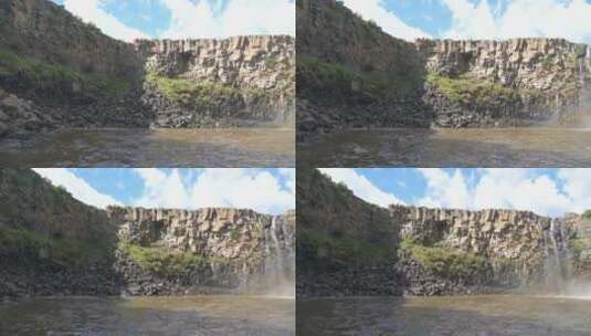 野外的岩壁和瀑布高清在线视频素材下载
