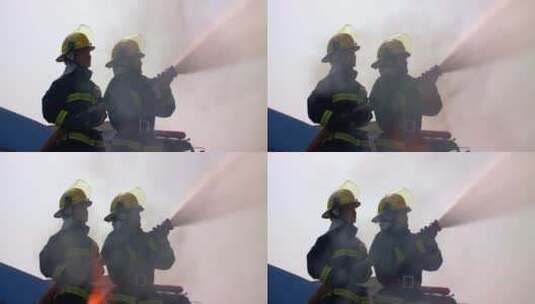 正在救火的消防员高清在线视频素材下载