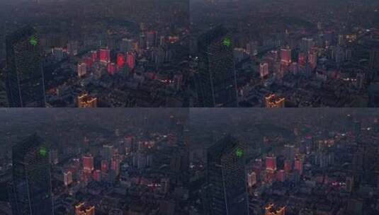 汇都国际楼顶航拍昆明市中心夜景高清在线视频素材下载