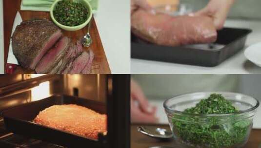 牛排的烤制过程高清在线视频素材下载