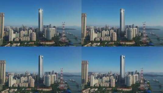 航拍厦门国际中心大厦建筑景观高清在线视频素材下载