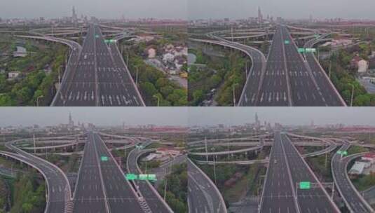 上海疫情期间空城航拍中环高架罗山高架高清在线视频素材下载