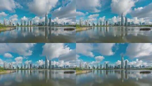 广东深圳人才公园白天城市天际线延时摄影高清在线视频素材下载
