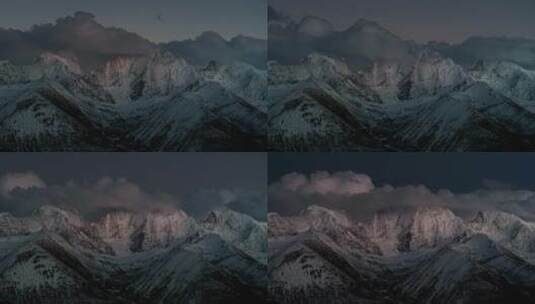 日落时刻的四川贡嘎雪山山脉自然风光延时高清在线视频素材下载