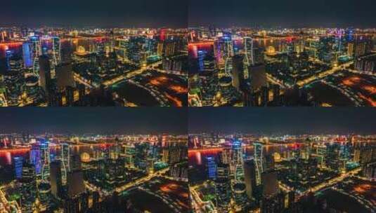震撼航拍延时杭州钱江新城全貌城市高清在线视频素材下载
