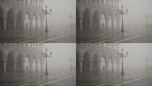 云雾下的城市景观高清在线视频素材下载