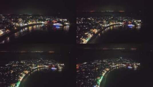 航拍漳州东山岛南门湾海岸夜景高清在线视频素材下载