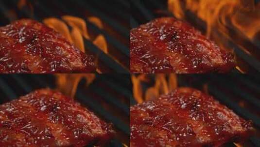 烤牛肉特写镜头高清在线视频素材下载