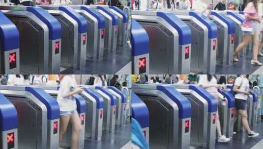 节假日春节地铁站乘客出站过闸高清在线视频素材下载
