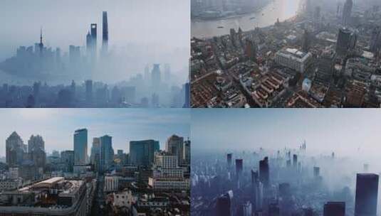 上海平流雾航拍合集高清在线视频素材下载