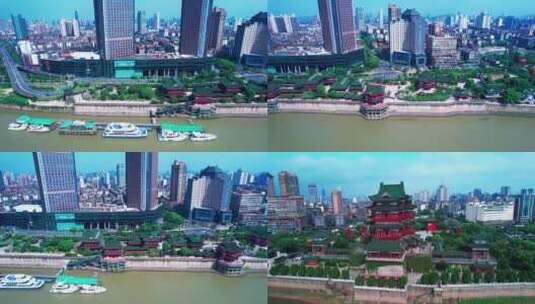 滕王台和神风亭南昌著名景点航拍高清在线视频素材下载