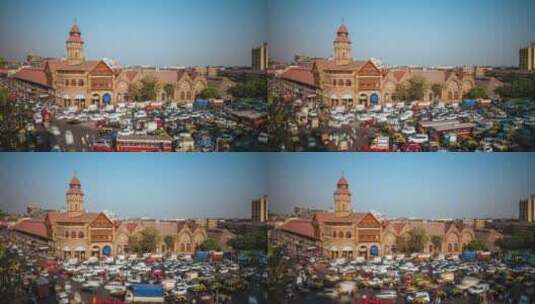 印度孟买克劳福德市场外高峰时段交通高清在线视频素材下载