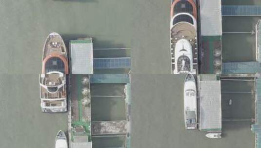厦门邮轮中心厦鼓码头轮船轮渡海上游艇航拍高清在线视频素材下载