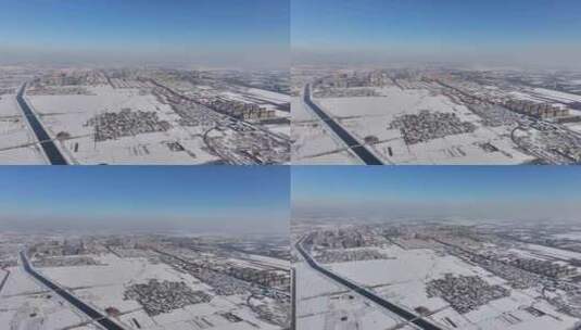 冬天的北方县城航拍高清在线视频素材下载