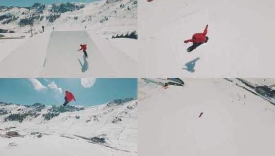 冬季花式滑雪高清在线视频素材下载