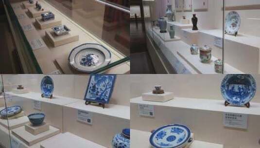青花瓷 瓷器 古董文物 博物馆 瓷器展览高清在线视频素材下载