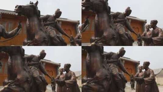 古驿站邮驿文化主题雕像高清在线视频素材下载