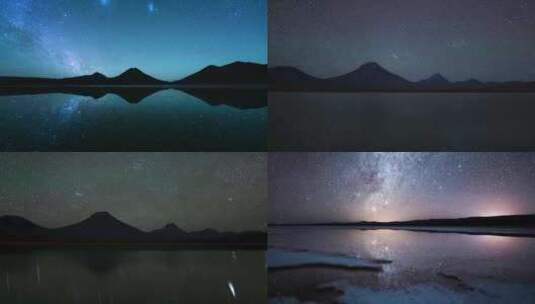 湖海星空银河倒影延时高清在线视频素材下载