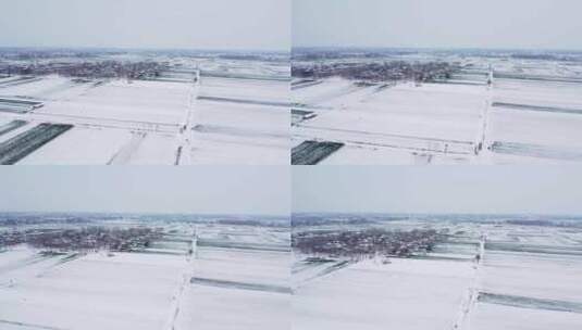 航拍冬天村庄雪景高清在线视频素材下载