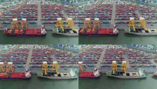 航拍码头港口轮运高清在线视频素材下载