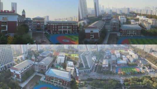 济宁南池小学学校校园城市宣传片航拍素材高清在线视频素材下载