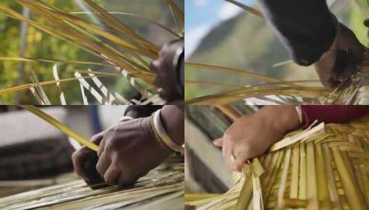 传统竹器编制高速摄影高清在线视频素材下载