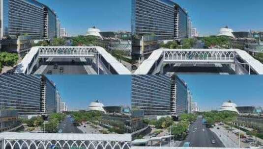 东莞南城街道建筑风光航拍元美西路道路交通高清在线视频素材下载