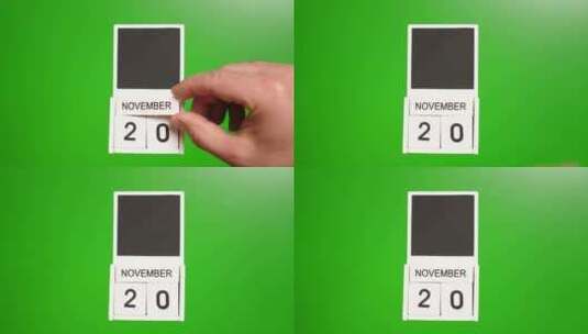 11.绿色背景上日期为11月20日的日历高清在线视频素材下载