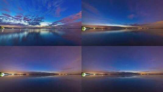 平静湖面水面天空银河延时摄影高清在线视频素材下载