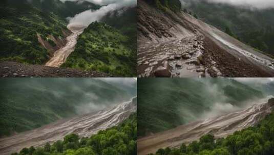 泥石流 洪水水灾高清在线视频素材下载