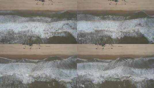 大海海浪沙滩礁石海浪拍打礁石海陵岛航拍高清在线视频素材下载