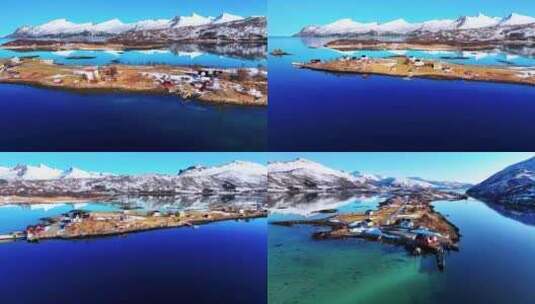 4K航拍挪威塞尼亚岛无限风光雪景高清在线视频素材下载