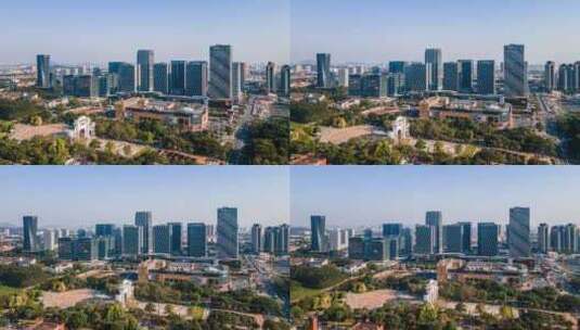 佛山顺德北滘新城建筑群和北滘门延时摄影高清在线视频素材下载