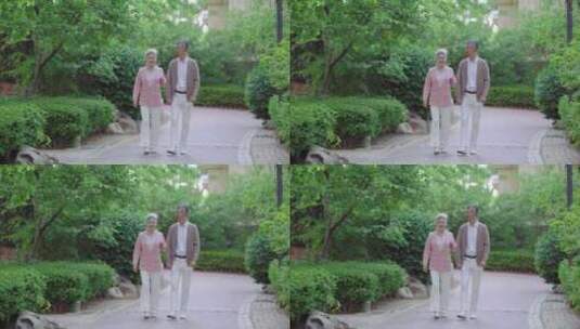 老人散步 老年幸福生活高清在线视频素材下载