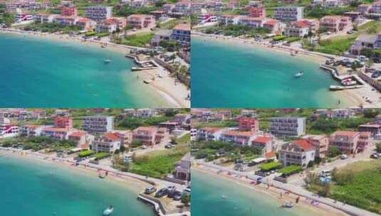 克罗地亚克尔克帕格海滩上游泳和享受海滩的高清在线视频素材下载