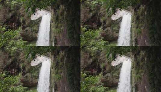 中国浙江省台州市著名景点丛林中美丽的瀑布高清在线视频素材下载
