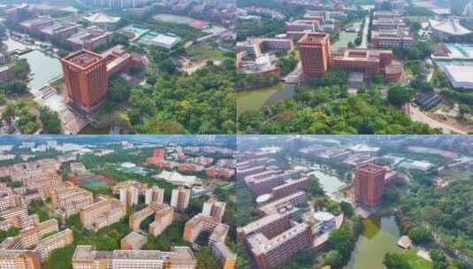 华南理工大学大学城校区航拍校园广州风景风高清在线视频素材下载